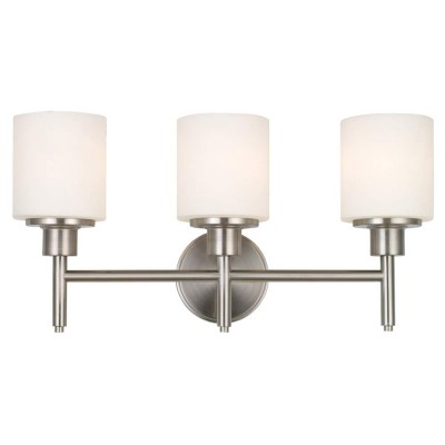 White Glass and Chrome Contemporary Bathroom Vanity Lights