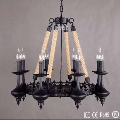 European style rustic Rope Lights vintage chandelier 8lights