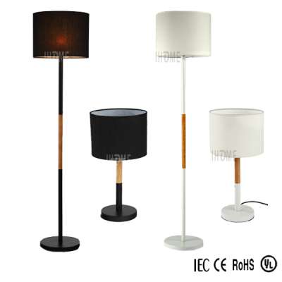 Wholesale fabric shade wooden base classical wood lamp/modern table light/floor lamp sets