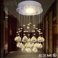 Modern Small Diamond Crystal LED Low Ceiling Mounted Crystal Chandelier For Corridor Bedroom